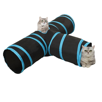 Cat Tunnel 3-way Black and Blue 90 cm Polyester