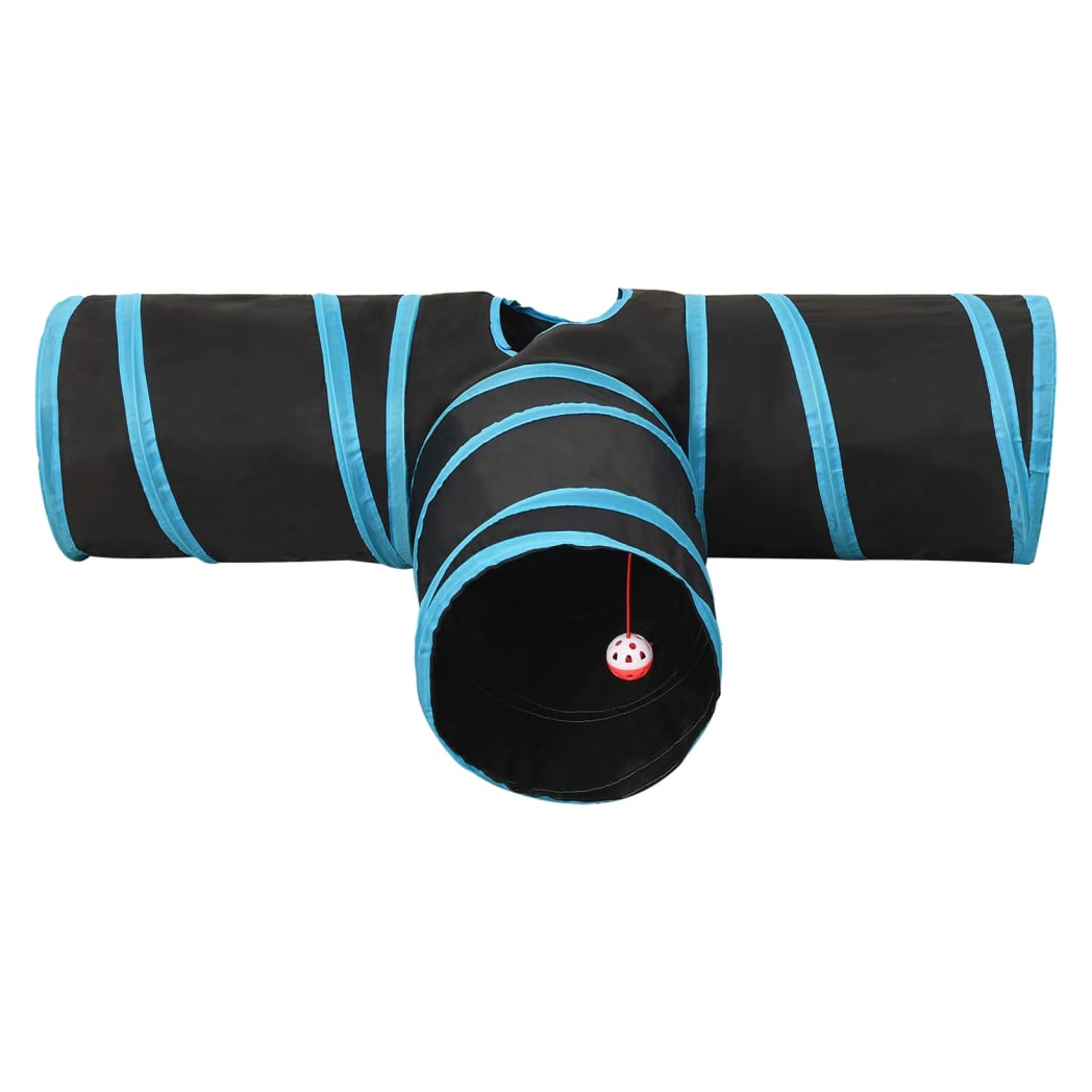 Cat Tunnel 3-way Black and Blue 90 cm Polyester