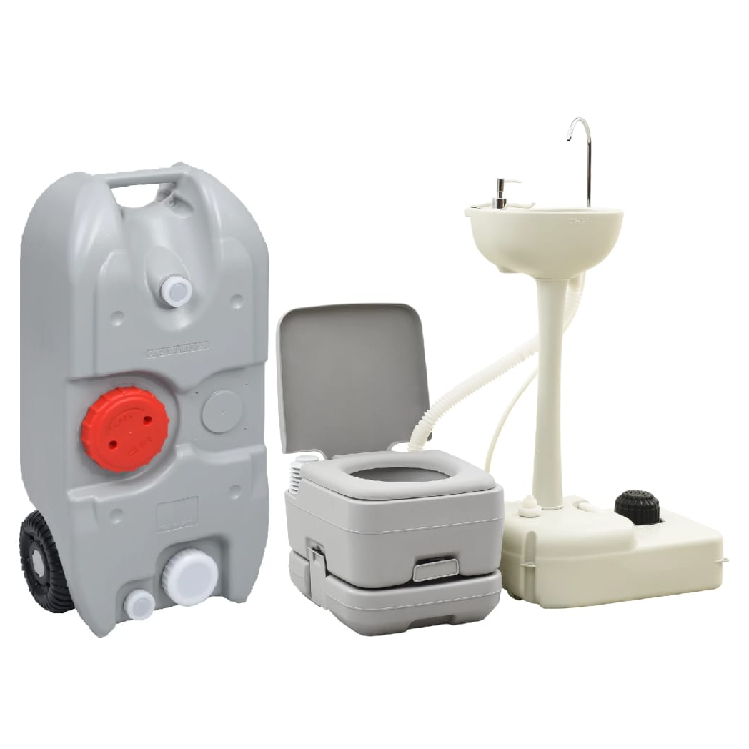Portable Camping Toilet and Handwash Stand Set with Water Tank