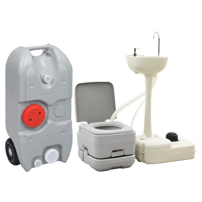 Portable Camping Toilet and Handwash Stand Set with Water Tank