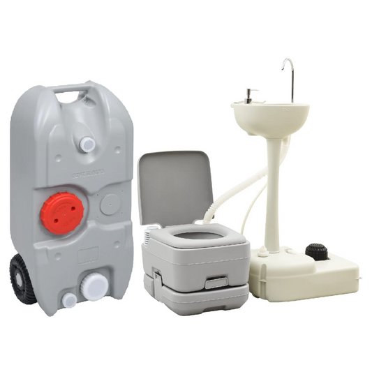 Portable Camping Toilet and Handwash Stand Set with Water Tank