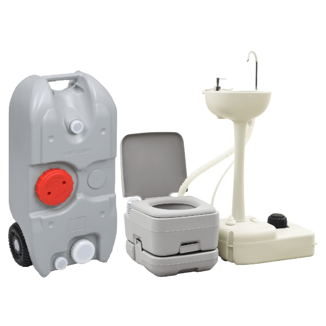 Portable Camping Toilet and Handwash Stand Set with Water Tank