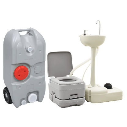 Portable Camping Toilet and Handwash Stand Set with Water Tank