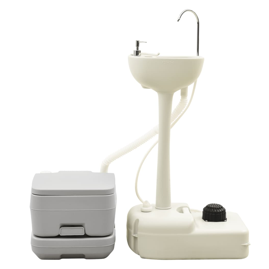 Portable Camping Toilet and Handwash Stand Set with Water Tank