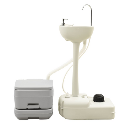 Portable Camping Toilet and Handwash Stand Set with Water Tank