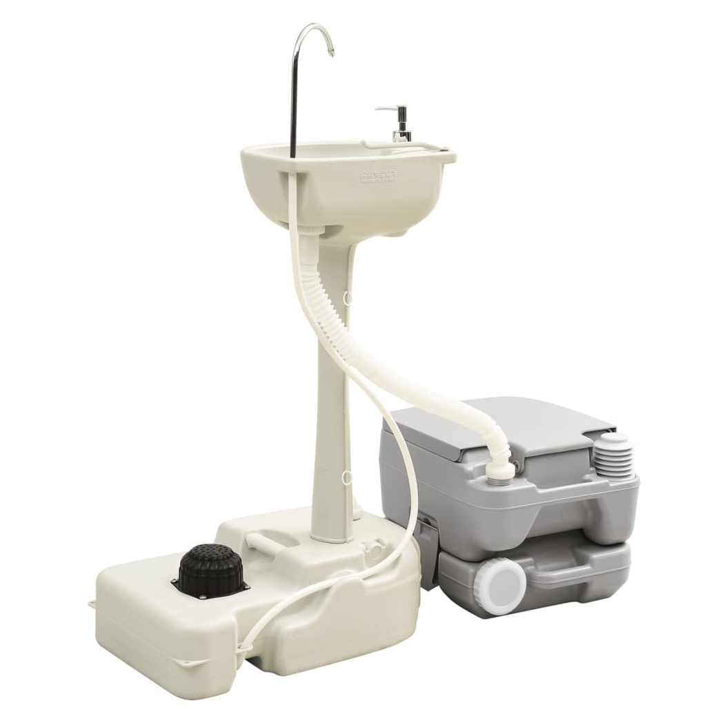 Portable Camping Toilet and Handwash Stand Set with Water Tank