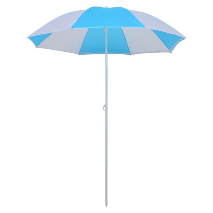 Beach Umbrella Shelter Blue and White 180 cm Fabric