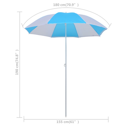 Beach Umbrella Shelter Blue and White 180 cm Fabric