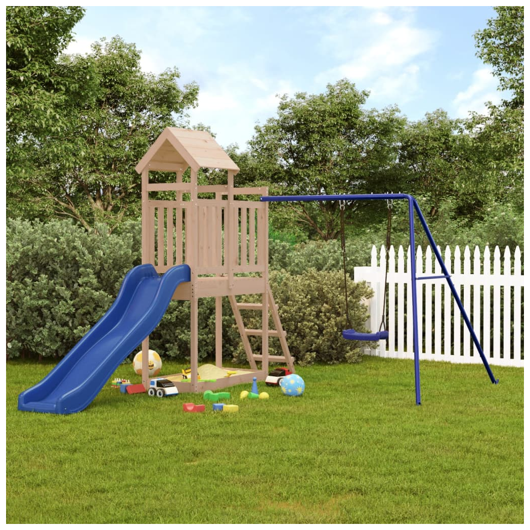 Playhouse with Slide Swing Solid Wood Pine