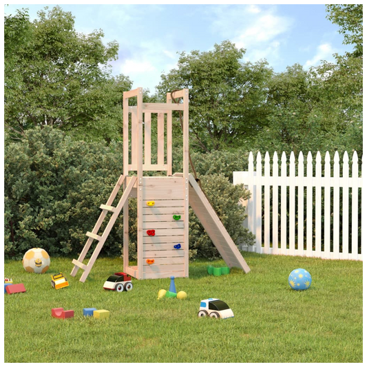 Playhouse with Climbing Wall Solid Wood Pine