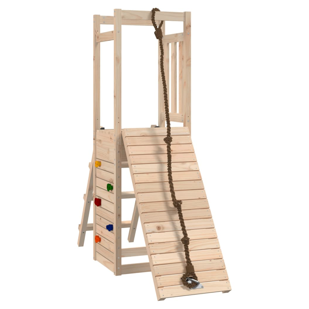 Playhouse with Climbing Wall Solid Wood Pine