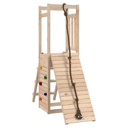 Playhouse with Climbing Wall Solid Wood Pine