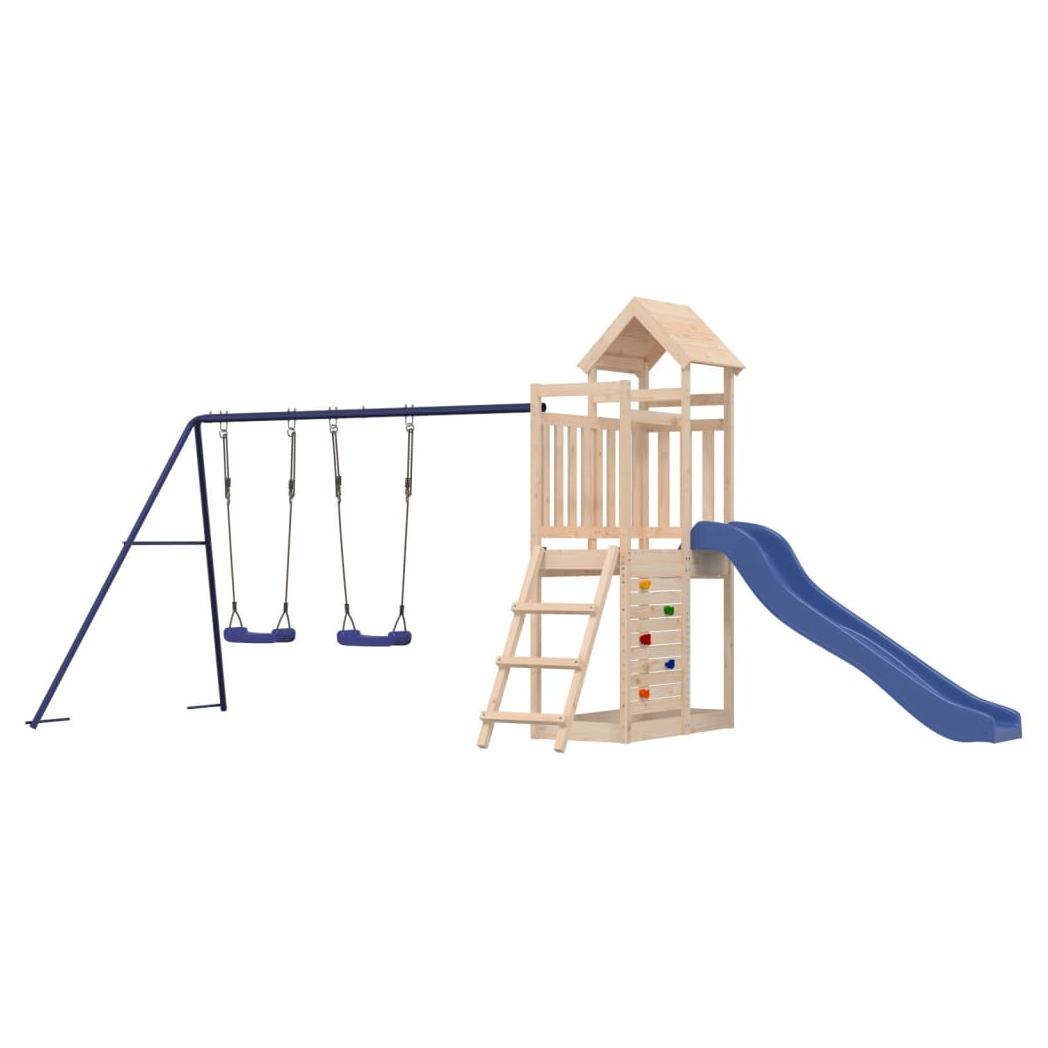 Playhouse with Slide Swings Rockwall Solid Wood Pine