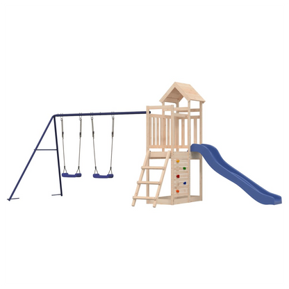 Playhouse with Slide Swings Rockwall Solid Wood Pine