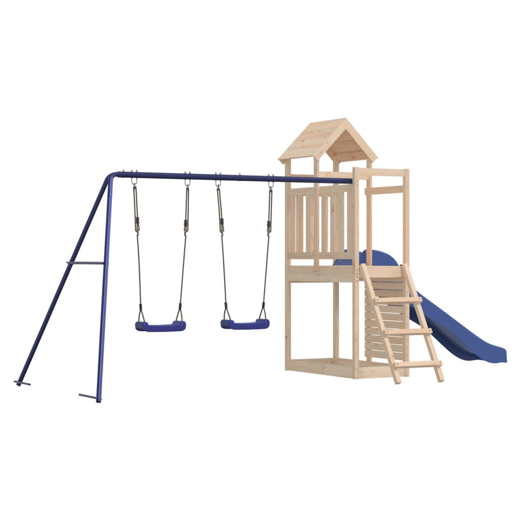 Playhouse with Slide Swings Rockwall Solid Wood Pine