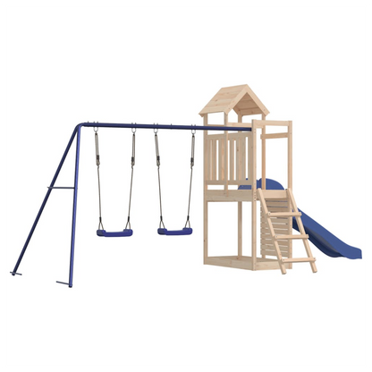 Playhouse with Slide Swings Rockwall Solid Wood Pine