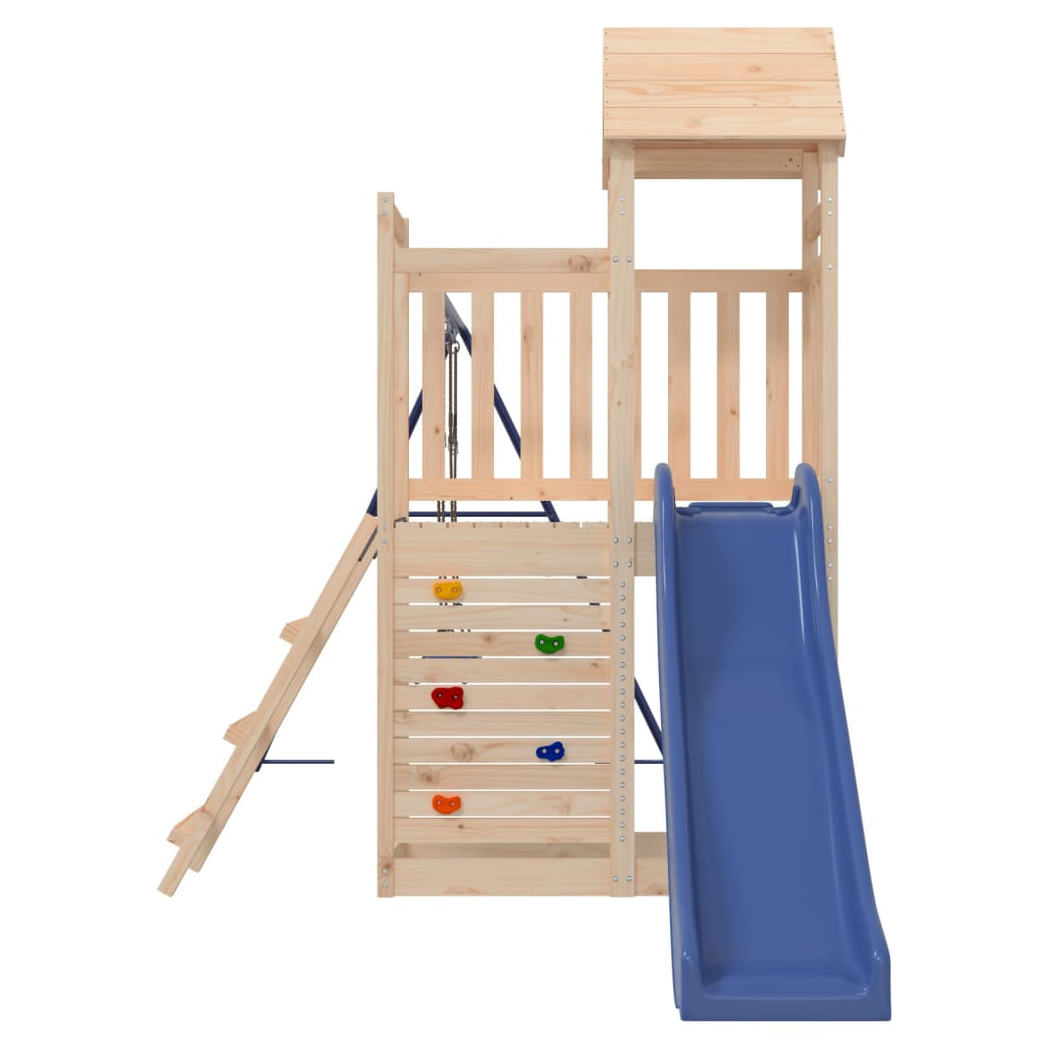 Playhouse with Slide Swings Rockwall Solid Wood Pine