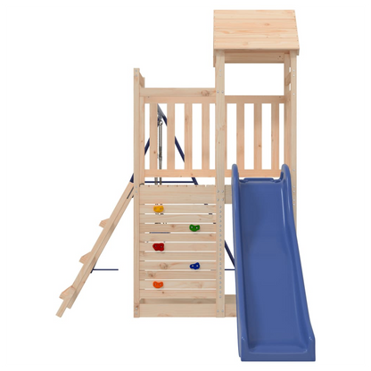 Playhouse with Slide Swings Rockwall Solid Wood Pine