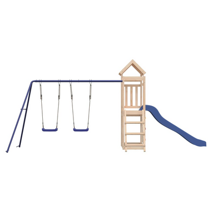 Playhouse with Slide Swings Rockwall Solid Wood Pine