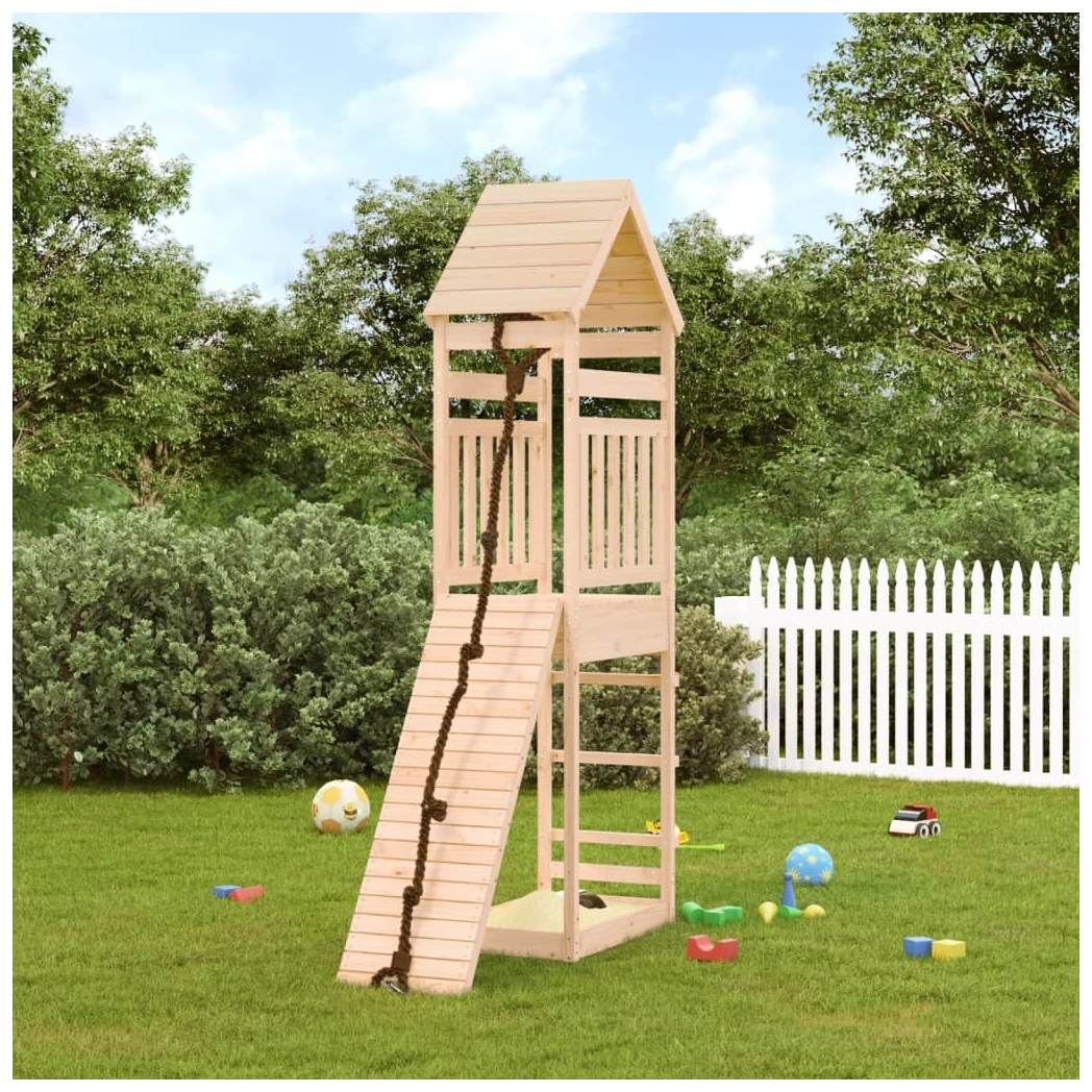 Playhouse with Climbing Wall Solid Wood Pine