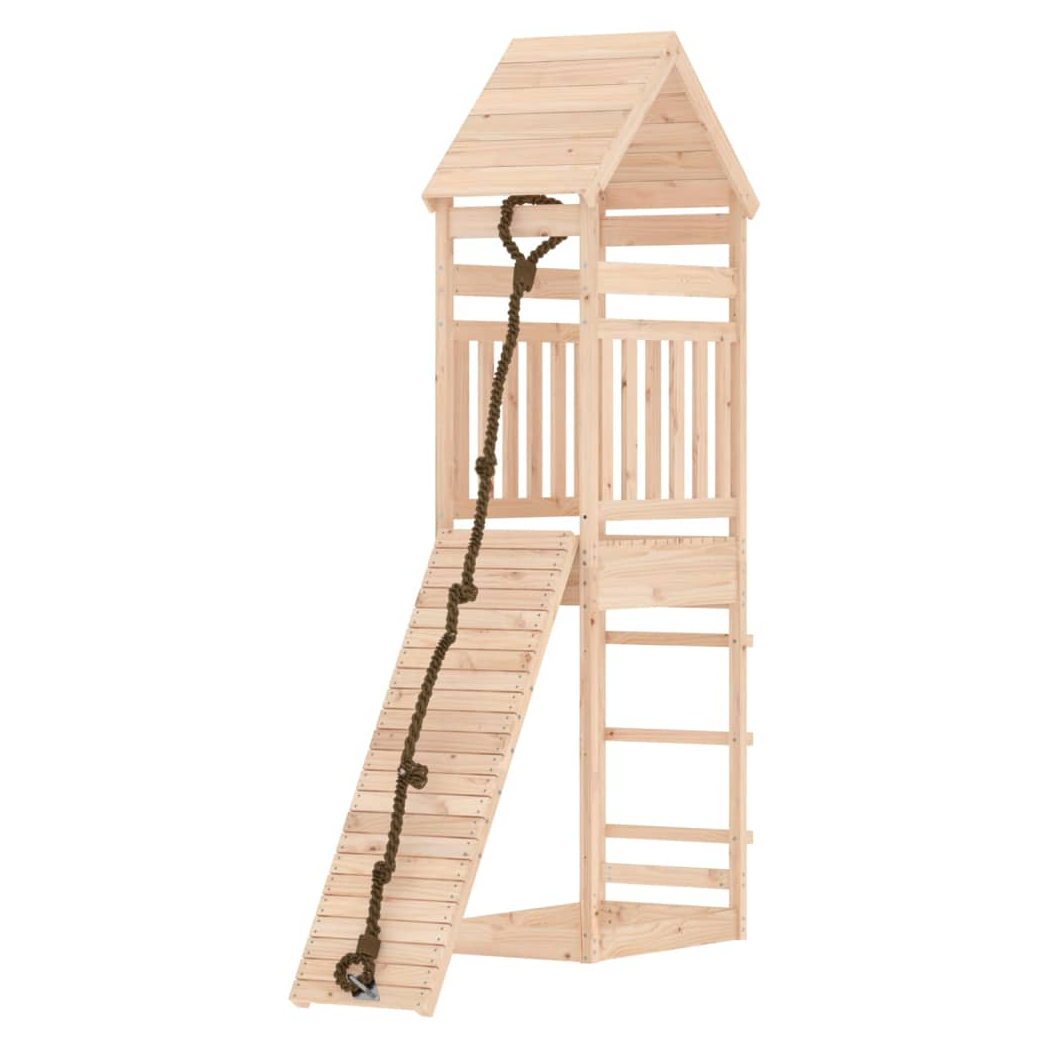 Playhouse with Climbing Wall Solid Wood Pine