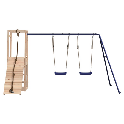 Playhouse with Swings Climbing Wall Solid Wood Pine