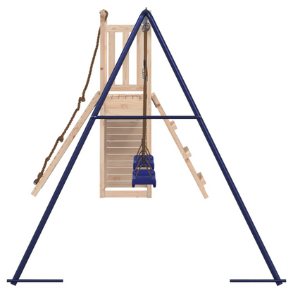 Playhouse with Swings Climbing Wall Solid Wood Pine