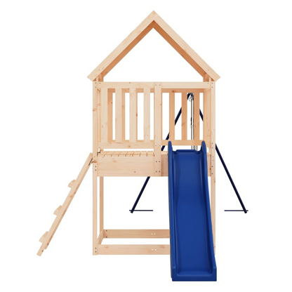 Playhouse with Slide Ladder Swings Solid Wood Pine
