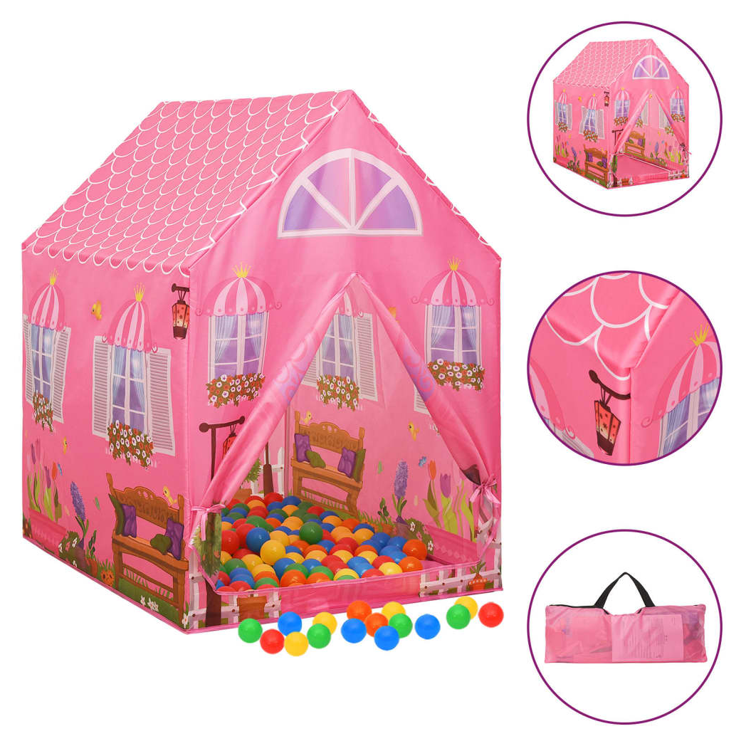 Children Play Tent with 250 Balls Pink 69x94x104 cm