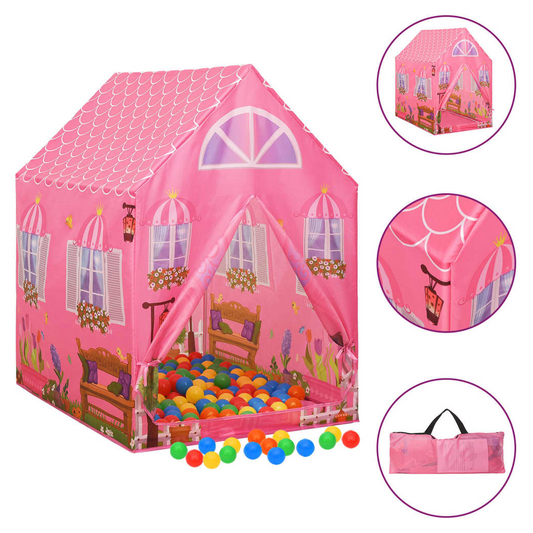 Children Play Tent with 250 Balls Pink 69x94x104 cm