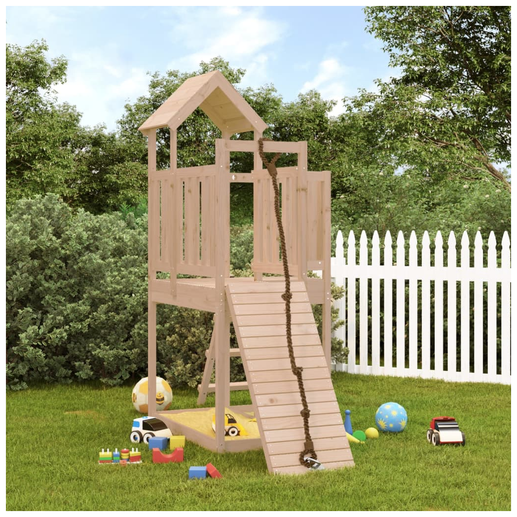 Playhouse with Climbing Wall Solid Wood Pine