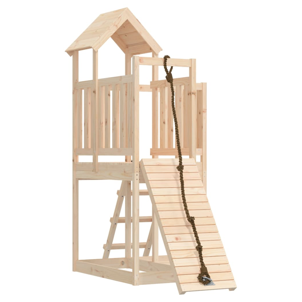 Playhouse with Climbing Wall Solid Wood Pine
