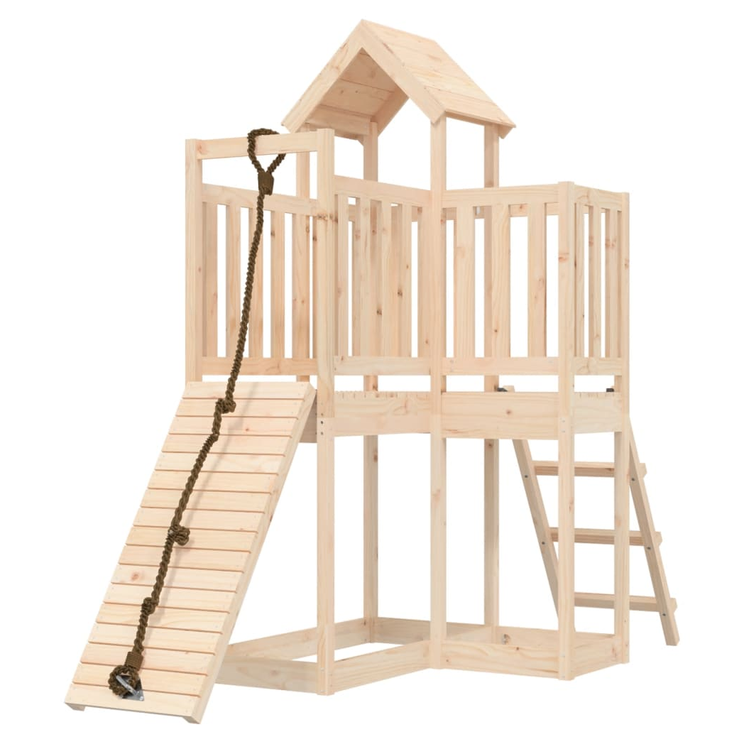 Playhouse with Climbing Wall Solid Wood Pine
