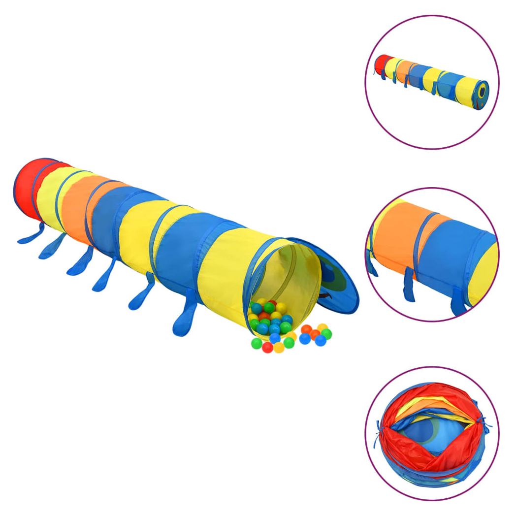 Children Play Tunnel with 250 Balls Multicolour 245 cm Polyester
