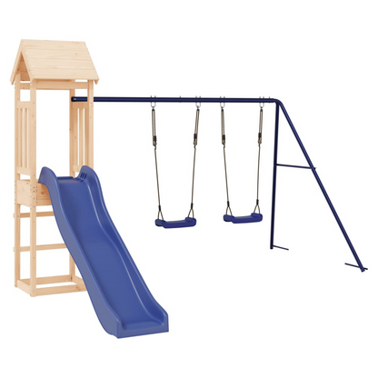 Playhouse with Slide Swings Solid Wood Pine