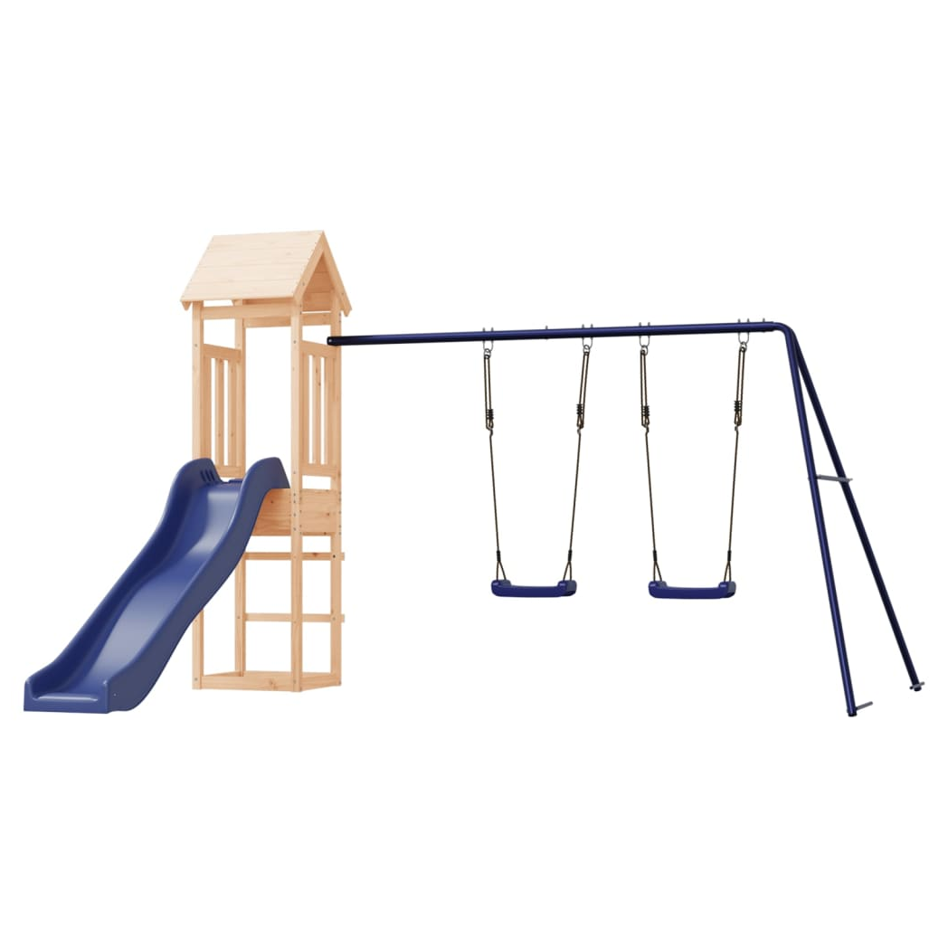 Playhouse with Slide Swings Solid Wood Pine