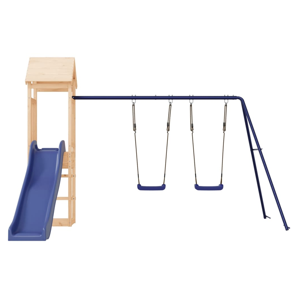 Playhouse with Slide Swings Solid Wood Pine