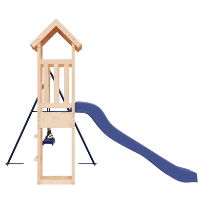 Playhouse with Slide Swings Solid Wood Pine