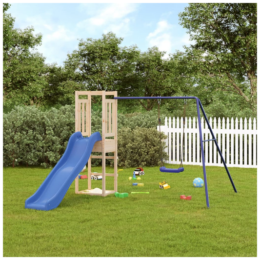 Playhouse with Slide Swing Solid Wood Pine
