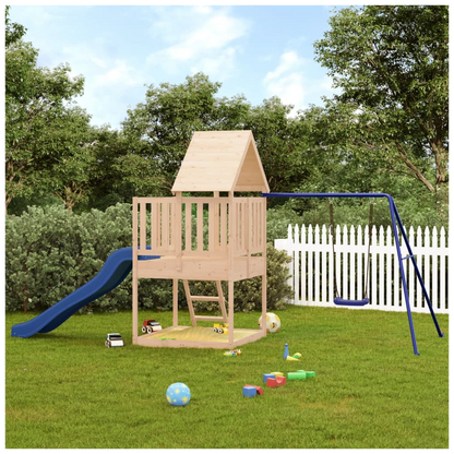 Playhouse with Slide Ladder Swing Solid Wood Pine