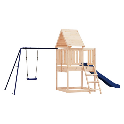Playhouse with Slide Ladder Swing Solid Wood Pine