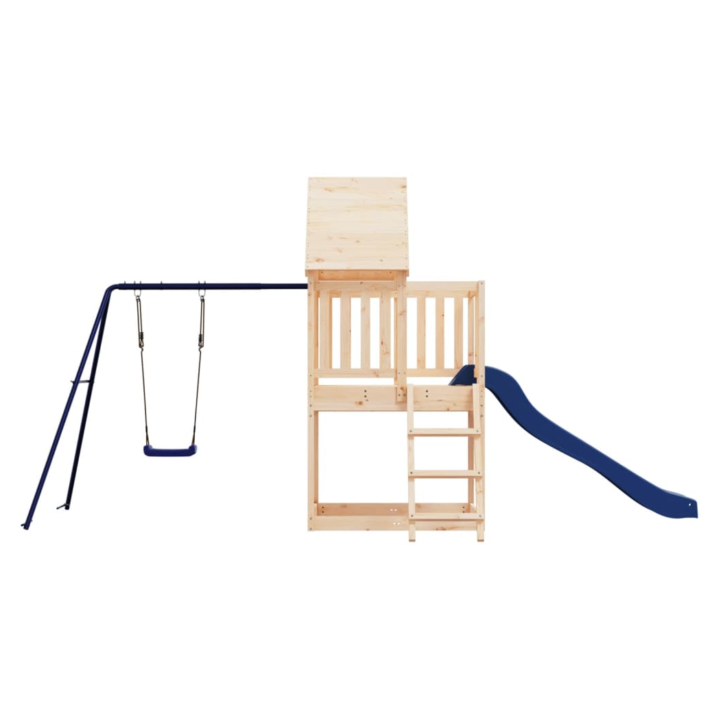 Playhouse with Slide Ladder Swing Solid Wood Pine