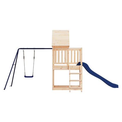 Playhouse with Slide Ladder Swing Solid Wood Pine