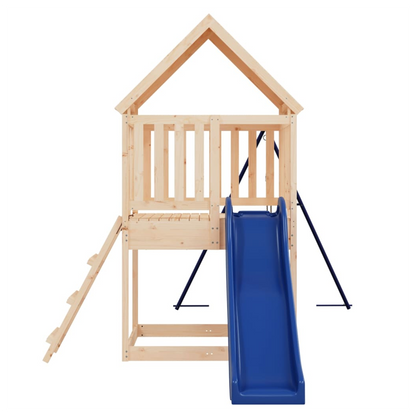 Playhouse with Slide Ladder Swing Solid Wood Pine