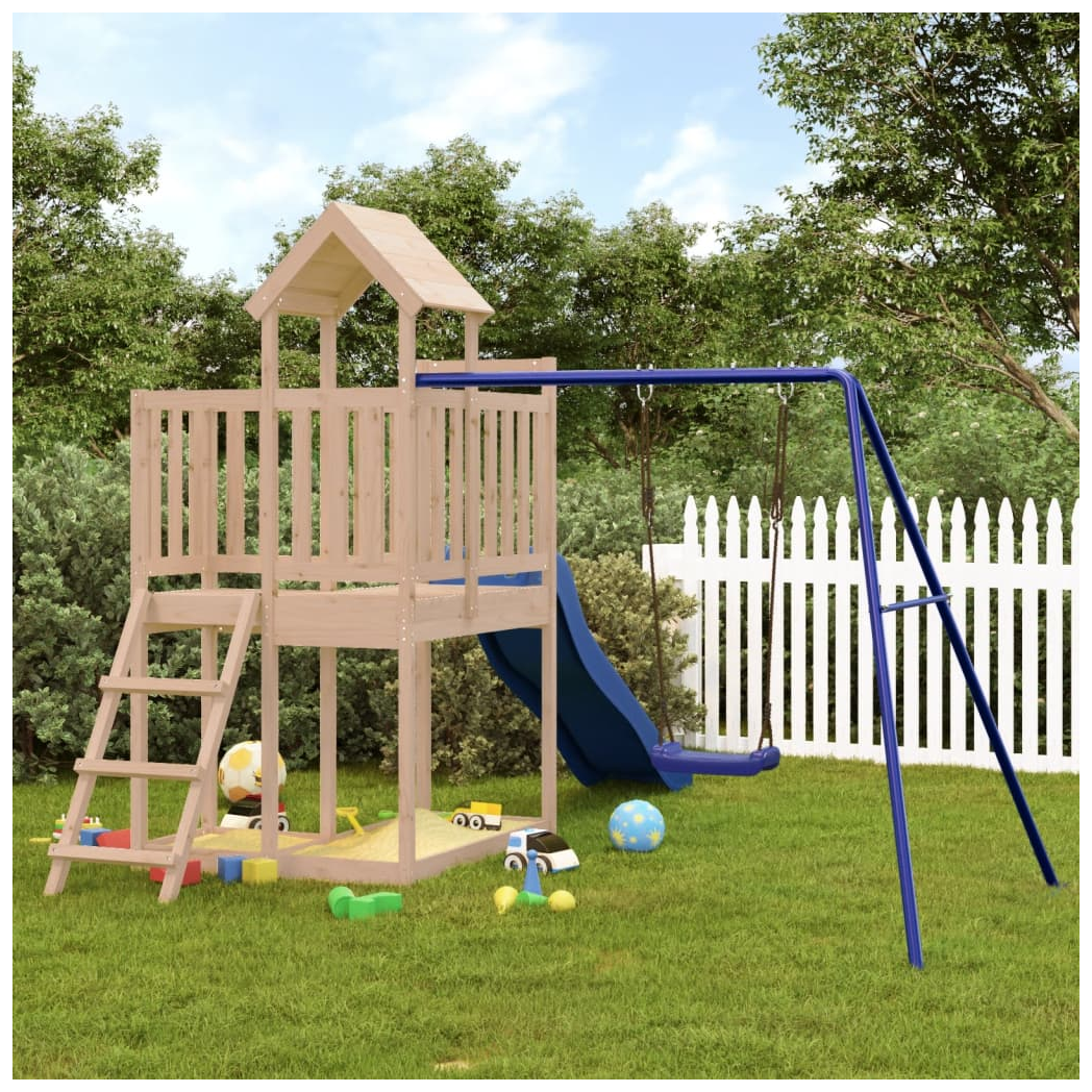 Playhouse with Slide Swing Solid Wood Pine