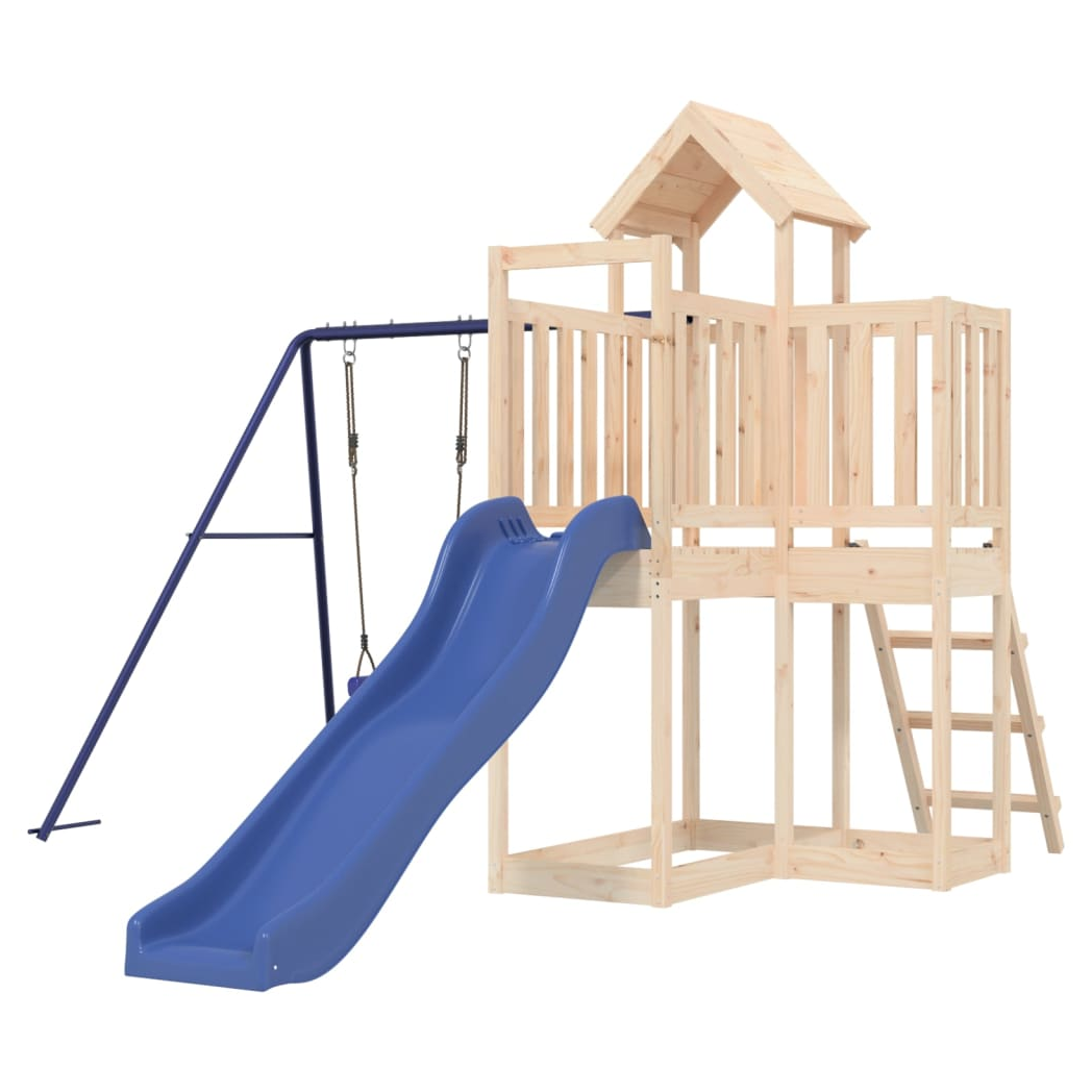 Playhouse with Slide Swing Solid Wood Pine