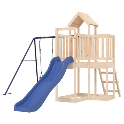 Playhouse with Slide Swing Solid Wood Pine