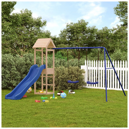 Playhouse with Slide Swings Solid Wood Pine
