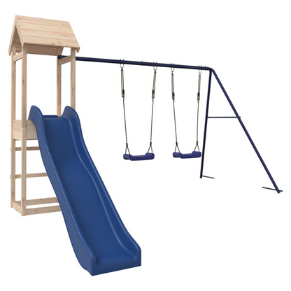 Playhouse with Slide Swings Solid Wood Pine