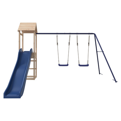 Playhouse with Slide Swings Solid Wood Pine